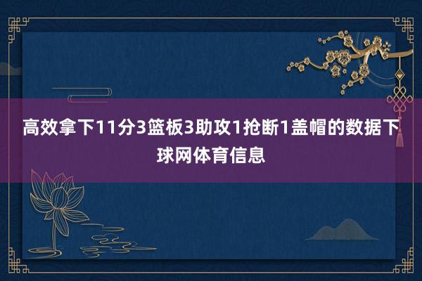 高效拿下11分3篮板3助攻1抢断1盖帽的数据下球网体育信息