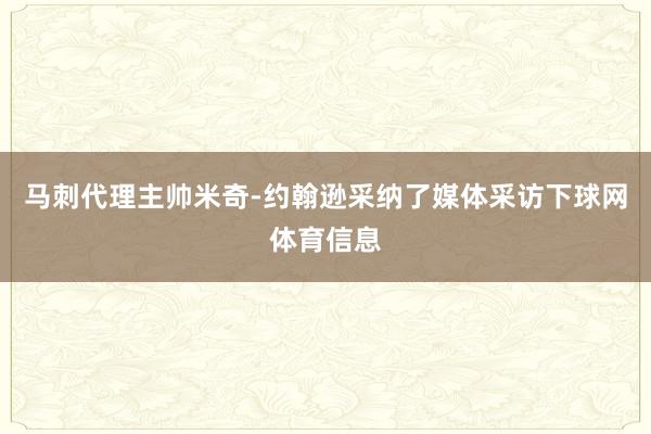 马刺代理主帅米奇-约翰逊采纳了媒体采访下球网体育信息