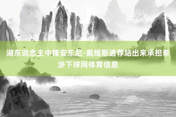 湖东说念主中锋安东尼-戴维斯遴荐站出来承担牵涉下球网体育信息