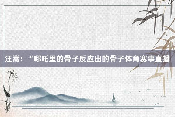 汪嵩：“哪吒里的骨子反应出的骨子体育赛事直播