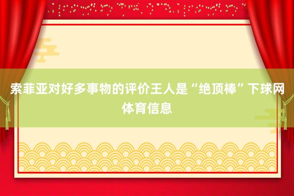 索菲亚对好多事物的评价王人是“绝顶棒”下球网体育信息