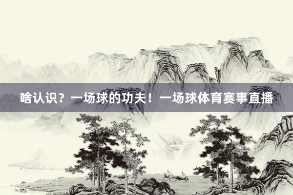 啥认识？一场球的功夫！一场球体育赛事直播