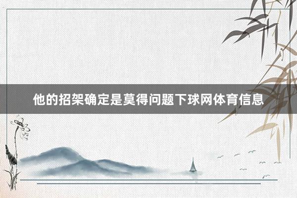 他的招架确定是莫得问题下球网体育信息
