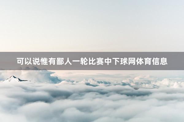 可以说惟有鄙人一轮比赛中下球网体育信息