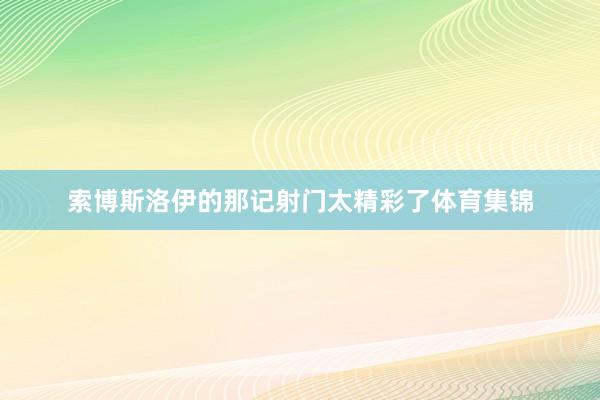 索博斯洛伊的那记射门太精彩了体育集锦