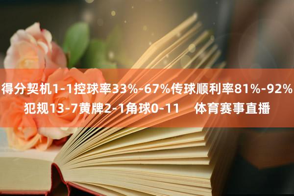 得分契机1-1控球率33%-67%传球顺利率81%-92%犯规13-7黄牌2-1角球0-11    体育赛事直播
