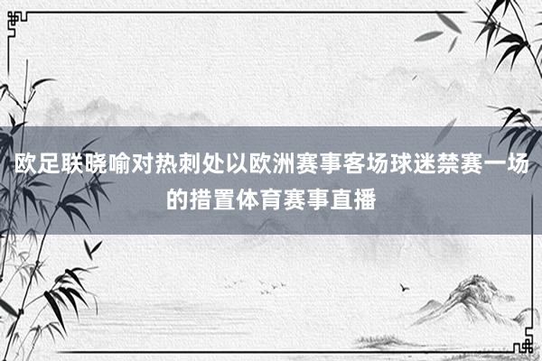 欧足联晓喻对热刺处以欧洲赛事客场球迷禁赛一场的措置体育赛事直播