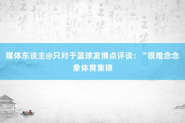 媒体东谈主@只对于篮球发博点评谈：“很难念念象体育集锦