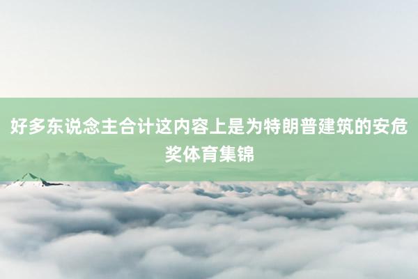 好多东说念主合计这内容上是为特朗普建筑的安危奖体育集锦
