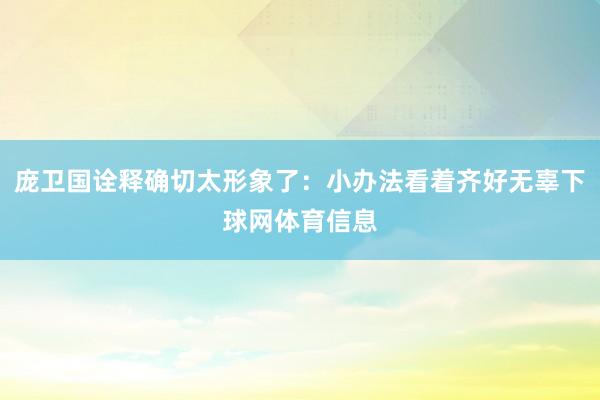 庞卫国诠释确切太形象了：小办法看着齐好无辜下球网体育信息