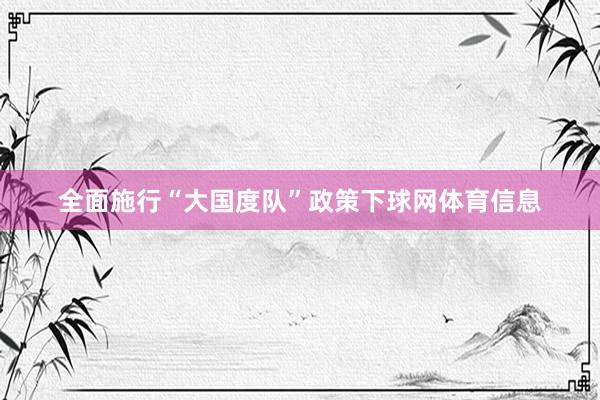 全面施行“大国度队”政策下球网体育信息