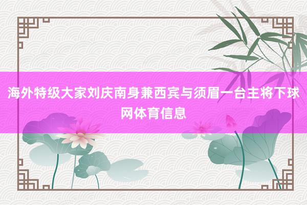 海外特级大家刘庆南身兼西宾与须眉一台主将下球网体育信息